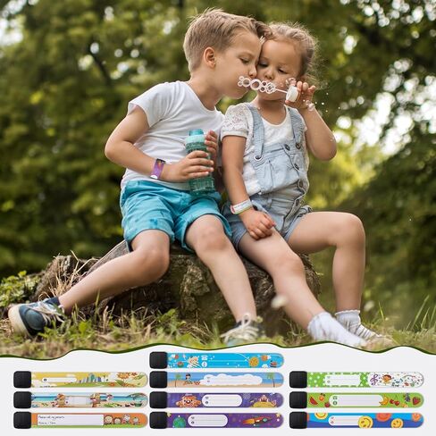 20 قطعة من أساور الهوية للأطفال، أساور أمان للأطفال، مقاومة للماء، قابلة للتعديل، قابلة لإعادة الاستخدام للأولاد والبنات مع قلم كتابة إضافي (10 أنماط) in Kuwait