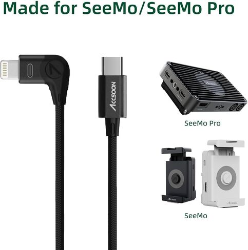 Accsoon USB-C إلى كابل الإضاءة لـ SeeMo 4k/ SeeMo/SeeMo Pro (30 سم) in Kuwait