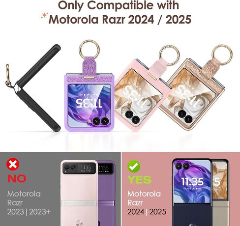 Caka Bling Case for Motorola Razr 2024/2025 Case [NOT for Plus], with Finger Ring Holder & Built-in Screen Protector, Slim Thin Shockproof Protective Phone Cover for Moto Razr 2024 & 2025 - Rose Gold in Kuwait