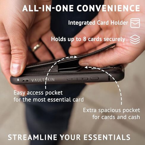 Vaultskin Eton Wallet Case for iPhone 16 Pro Max, Premium Italian Leather Case with Card Holder and Magnetic Closure, Ultra-Slim, Stylish Bumper for Everyday Carry (Black) in Kuwait