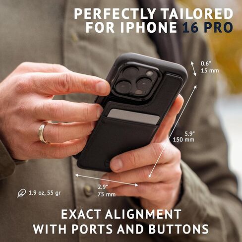 Vaultskin Eton Wallet Case for iPhone 16 Pro Max, Premium Italian Leather Case with Card Holder and Magnetic Closure, Ultra-Slim, Stylish Bumper for Everyday Carry (Black) in Kuwait