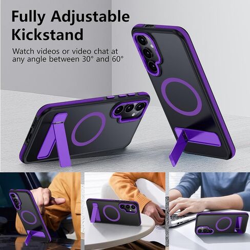 بالنسبة لحالة Samsung Galaxy S25 Ultra ، [متوافقة مع Magsafe] ، Kickstand القابلة للتعديل ، واختبار الدرجة العسكرية ، وعلب الهاتف غير اللامع الشفاف لحالة Galaxy S25 Ultra (أسود) in Kuwait