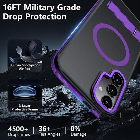 بالنسبة لحالة Samsung Galaxy S25 Ultra ، [متوافقة مع Magsafe] ، Kickstand القابلة للتعديل ، واختبار الدرجة العسكرية ، وعلب الهاتف غير اللامع الشفاف لحالة Galaxy S25 Ultra (أسود) in Kuwait