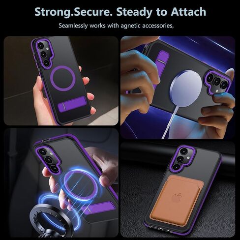 بالنسبة لحالة Samsung Galaxy S25 Ultra ، [متوافقة مع Magsafe] ، Kickstand القابلة للتعديل ، واختبار الدرجة العسكرية ، وعلب الهاتف غير اللامع الشفاف لحالة Galaxy S25 Ultra (أسود) in Kuwait
