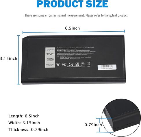 97Wh 6GTPY Battery Replacement for Dell XPS 15 9560 9570 7590 15 2017 9560 XPS 15-9560-D1845T 15-9570-D1541, Vostro 7500 Precision 5520 M5520 5540 M5540 Workstation GPM03 P56F001 P56F002 5041C 5XJ28 in Saudi Arabia