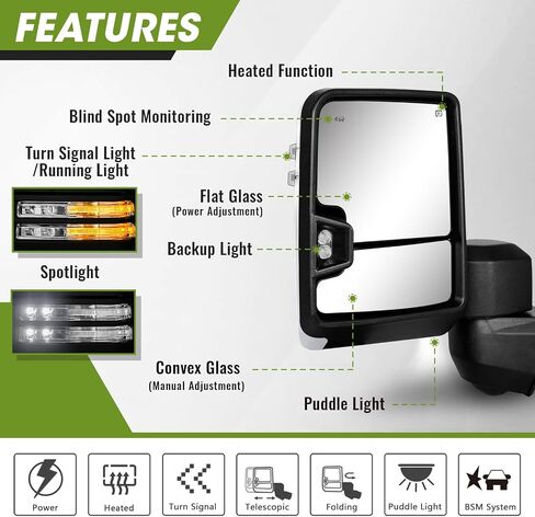 Towing Mirror for 2020-2024 Chevrolet Silverado/GMC Sierra 2500 Passenger Side/Chevy Right Side in Kuwait