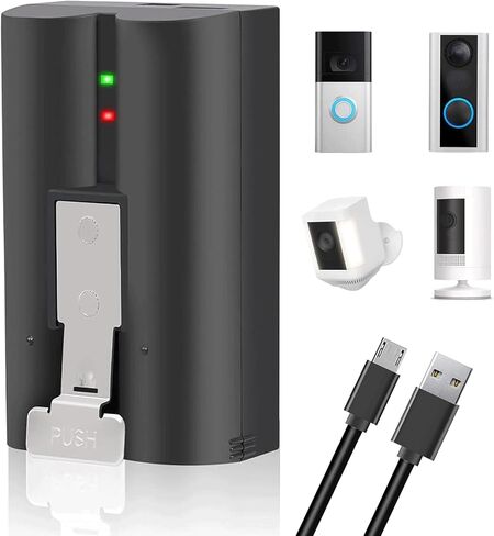 2 Packs 6040mAh V4 Battery Replacement for Ring-Video Doorbell 2/3/4(Not for 1), Video Doorbell 3 Plus, Stick Up Cam Battery (2nd & 3rd Gen), Spotlight Cam Battery, Dual USB Charging Station, 22.046Wh in Saudi Arabia