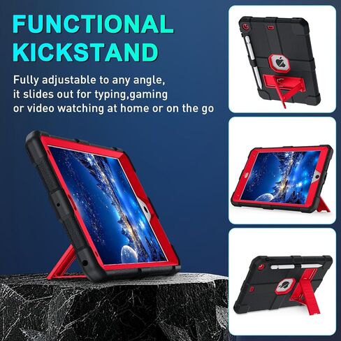 Case for iPad 9th/8th/7th Generation 2021/2020/2019(10.2 inch), Heavy Duty Shockproof Rugged Protective 10.2" Cover with Built-in Stand for iPad 9 8 7 Gen(White+Green) in Kuwait