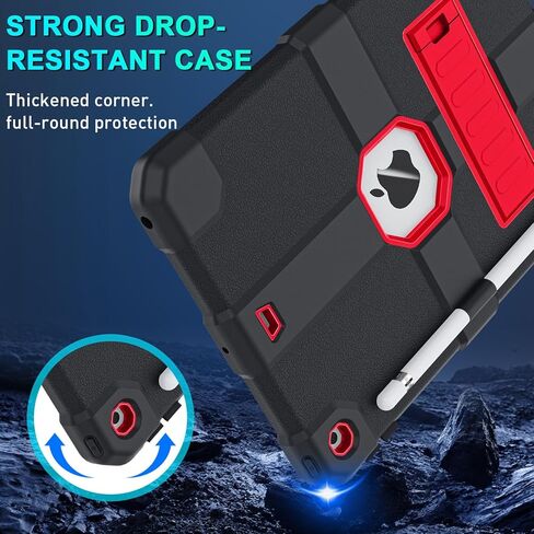 Case for iPad 9th/8th/7th Generation 2021/2020/2019(10.2 inch), Heavy Duty Shockproof Rugged Protective 10.2" Cover with Built-in Stand for iPad 9 8 7 Gen(White+Green) in Kuwait