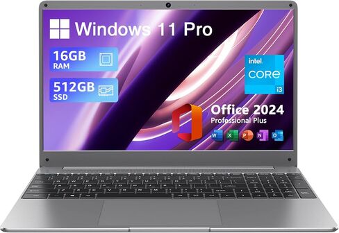 15.6" Windows 11 Pro Laptop, Intel Core i3-5005U, 16GB RAM, 512GB SSD, Full HD IPS, 2.4G/5G WiFi, BT5.0, Mic and Webcam, Long Lasting Battery - for Work, Study, and Leisure Activities in Saudi Arabia
