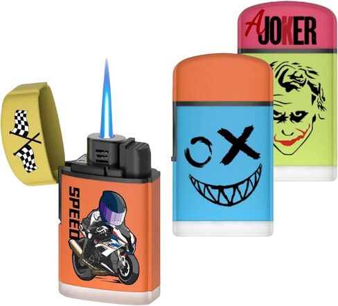 3 Pack Butane Torch Lighter, Mini Cute Refillable Lighters, Windproof Blue Jet Flame Lighters for Candle, Outdoor Camping (Gas Not Included) in Saudi Arabia