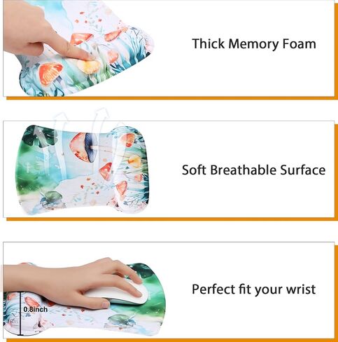 MEGREZ Ergonomic Memory Foam Mousepad with Wrist Support 3PCS, Wrist Rest Support for Mouse Pad+Keyboard Wrist+Coasters Set, Memory Foam Wrist Rest Mouse Pad for Games Home & Office, Daisy in Saudi Arabia