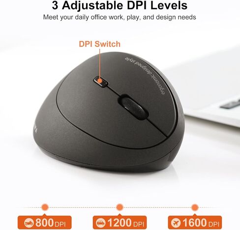 SANWA 2.4G ماوس لاسلكي مريح أبيض، ماوس بصري عمودي مريح للأيدي الصغيرة، فئران لاسلكية لآلام المعصم، 800/1200/1600 نقطة لكل بوصة، 5 أزرار، متوافق مع Mac، Windows، PC، سطح المكتب in Kuwait