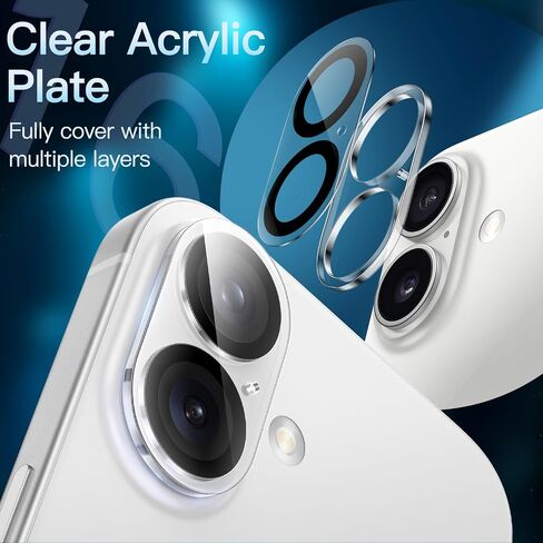 JETech Camera Lens Protector for iPhone 16 Pro 6.3-Inch and iPhone 16 Pro Max 6.9-Inch, 9H Tempered Glass, Anti-Scratch, Case Friendly, Does Not Affect Night Shots, HD Clear, 3-Pack in Saudi Arabia