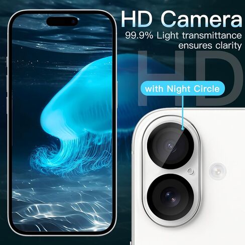 JETech Camera Lens Protector for iPhone 16 Pro 6.3-Inch and iPhone 16 Pro Max 6.9-Inch, 9H Tempered Glass, Anti-Scratch, Case Friendly, Does Not Affect Night Shots, HD Clear, 3-Pack in Saudi Arabia