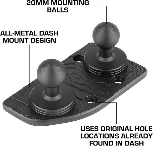 حامل الهاتف الخلوي Bulletpoint Metal Dash Mount + حامل كاميرا الحركة متوافق مع 2024+ Jeep Wrangler JL / 4xe & 2024+ Jeep Gladiator Dual 20mm Ball Mount (جانب الركاب) in Kuwait