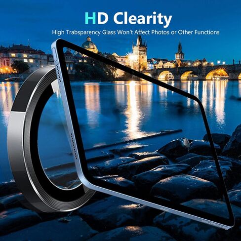 (2 Set for iPad Air 13 M3/ iPad Air 11/ iPad 11 A16 (2025) Camera Lens Protector, 9H Tempered Glass Camera Cover Protector Metal Ring Decoration Accessories (Black) in Kuwait