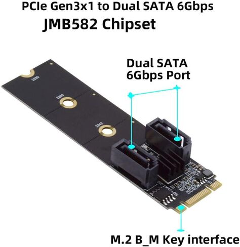 Xiwai NGFF NVME M-Key PCI Express إلى SATA 3.0 6Gbps 5 منافذ محول محول بطاقة تمديد القرص الصلب JMB585 2280 in Saudi Arabia