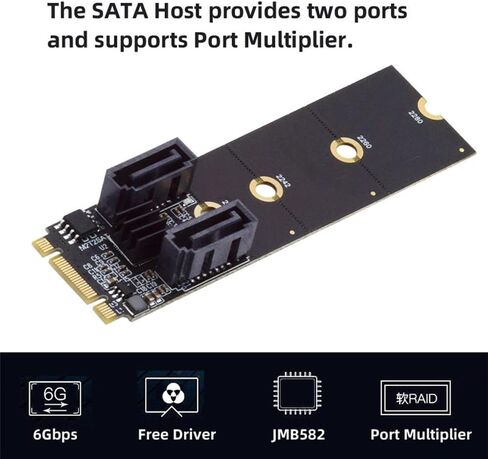Xiwai NGFF NVME M-Key PCI Express إلى SATA 3.0 6Gbps 5 منافذ محول محول بطاقة تمديد القرص الصلب JMB585 2280 in Saudi Arabia