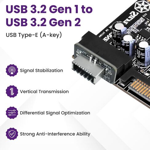 USB 3.2 Gen 1 to USB 3.2 Gen 2 Adapter ، Motherboard 19Pin to type-e header ، محول اللوحة الأمامية للوحة الأم من النوع C (النوع العمودي) in Saudi Arabia