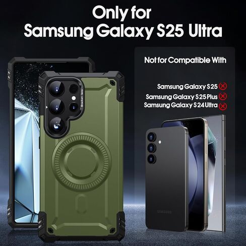 Jame for Samsung Galaxy S25 Ultra Case مع [كاميرا مدمجة Kickstand] حماية من الدرجة من الدرجة الميليكية المتوافقة مع إكسسوارات Magsafe لـ Galaxy S25 Ultra Phone Case in Kuwait