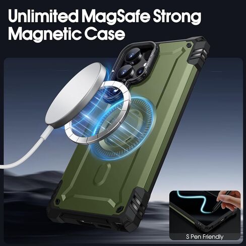 Jame for Samsung Galaxy S25 Ultra Case مع [كاميرا مدمجة Kickstand] حماية من الدرجة من الدرجة الميليكية المتوافقة مع إكسسوارات Magsafe لـ Galaxy S25 Ultra Phone Case in Kuwait