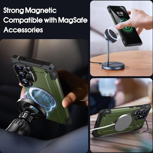 Jame for Samsung Galaxy S25 Ultra Case مع [كاميرا مدمجة Kickstand] حماية من الدرجة من الدرجة الميليكية المتوافقة مع إكسسوارات Magsafe لـ Galaxy S25 Ultra Phone Case in Kuwait