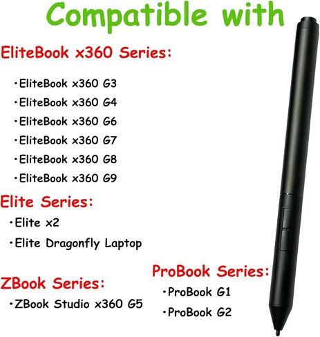 Active Pen G3 Compatible with HP Active Pen G3 EliteBook x360 G3/G4/G6/G7/G8/G9,HP Elite x2,HP ZBook Studio x360 G5,HP ProBook G1/G2,HP Elite Dragonfly Laptop for HP T4Z24AA 1FH00AA 4KL69AA(Black) in Kuwait