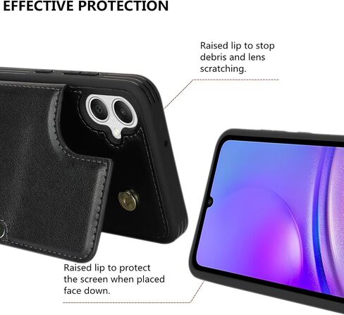 iCoverCase Compatible with Samsung Galaxy A05 Case with Card Holder, A05 Wallet Case for Women Men [RFID Blocking] PU Leather Protective Phone Case for A05 (Black) in Saudi Arabia