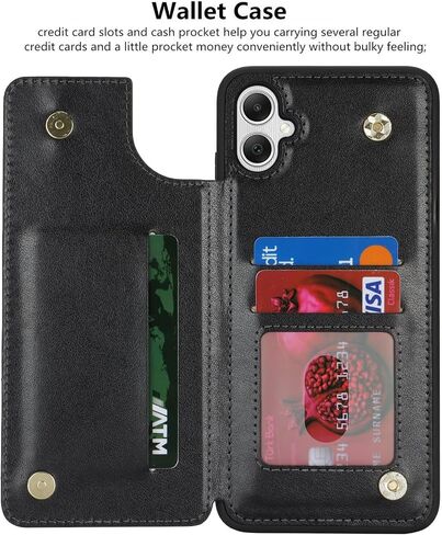 iCoverCase Compatible with Samsung Galaxy A05 Case with Card Holder, A05 Wallet Case for Women Men [RFID Blocking] PU Leather Protective Phone Case for A05 (Black) in Saudi Arabia