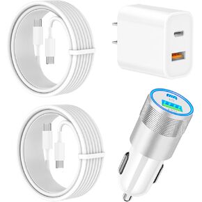【MFi Certified】iPhone 16 Fast Car Charger, Braveridge 66W USB-C Car Charger Cigarette Lighter+20W PD USB-C Wall Fast Charger+2*6FT Type-C Cable for iPhone 16 Pro Max/15 Pro/Galaxy S24/S23/Pixel/iPad