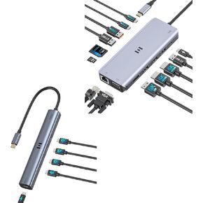 Selore 13-in-1 Docking Station Triple Monitor + 10Gbps USB C Hub with 4K@60Hz Video Display