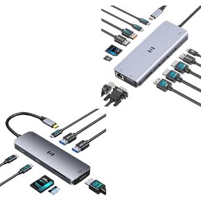 Selore 13-in-1 Docking Station Triple Monitor + 8-in-1 Docking Station Dual Monitor