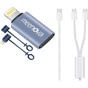 2 Pack, 27W, USB C to Lightning Adapter for iPhone 14 13 12 11, USBC to Lightning Adaptor PD Fast Charging,USB C Cable, 4.3ft, 100W 2 in 1 USB C to USB C Cable, Multi USB-C PD Fast Charging Cable