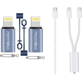 2 Pack 30W USB C to Lightning Adapter Type C to 8 Pin Converter,USB C Cable, 4.3ft, 100W 2 in 1 USB C to USB C Cable, Multi USB-C PD Fast Charging Cable for Apple iPhone 16 Charger Cord