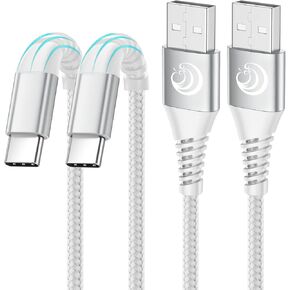 USB A to Lightning Cable Nylon Braided Charger Cord 6ft 2 Pack + USB A to USB C Nylon Phone Charger Cord 10ft 2 Pack