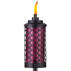 Convertible 65" Honeycomb Glass Torch – Burgundy Outdoor Decorative Lighting for Patio, Lawn & Backyard Décor | Weather-Resistant | Includes Long-Lasting Wick & Snuffer