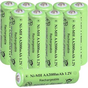 NIMH 2000mah 1 2V بطاريات AA القابلة لإعادة الشحن 10pcs ، مضاعفة بطارية قابلة لإعادة الشحن لعناصر تحكم عن بُعد ، والكاميرات الرقمية ، والبطارية المنزلية المشحونة مسبقًا