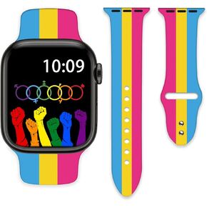 Pride Watch Bands Compatible with Apple Watch 38mm 40mm 41mm 42mm 44mm 45mm 49mm for Women Men Silicone Wristbands Strap Replacement for IWatch Series SE 8 7 6 5 4 3 2 1