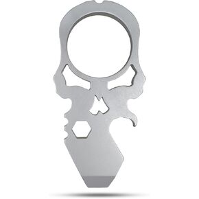 Skull Keychain Multi Tool - 4-in-1 EDC Pocket Pry Bar, Bottle Opener, Screwdriver & Survival Gear for Men Women (Gothic Gift)