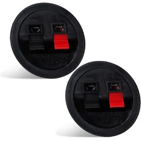 2 PCS Speaker Terminals, Sub Box Terminals Speaker Box Terminal Cup Subwoofer Box Speaker Terminal Plates Round Spring Subwoofer Box Terminal Binding Post Connector for DIY Home Car Speaker Sub-Woofer