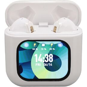 Zunate Earbuds with Touchscreen Charging Case, Bluetooth Headphones - Noise Cancelling, Multi App Notification Support for Sports Exercise (White)