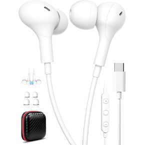 Wired Earbuds USB Type C Headphone for iPhone 16e 16 Pro Max 15 Plus for Samsung Galaxy S25 S24 S23 A36 A54 In-Ear Noise Canceling Magnetic Headset Android Earphone for iPad 11 A16 Pixel 9 9a 8 Laptop