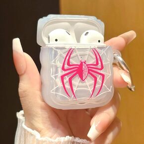 for Airpods Case Cover with Halloween Theme Spider,Soft Silicone Protective Case Compatible with AirPods 2nd/1st Generation Charging Case with Keychain (airpods1/2)