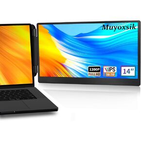 14'''laptop screen spectender ، 1200p FHD IPS جهاز الكمبيوتر المحمول الشاشة المزدوجة ، شاشة محمولة للكمبيوتر المحمول 13-17 "، التوصيل والتشغيل ، متوافق مع Mac/Android/Windows