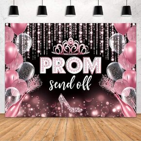 MEHOFOND 7x5ft Prom 2025 Backdrop Silver Prom Send Off Photography Background Silver Glitter Crown Champagne Congrats Graduation Prom 2025 Party Decorations Banner Photo Studio Props