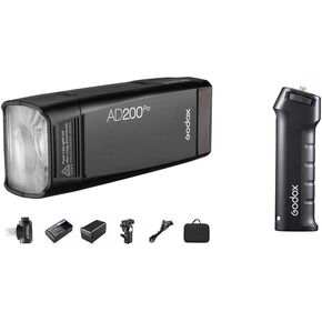 Godox AD200Pro Pocket Flash 2.4G TTL Speedlite Flash with Godox FG-100 Flash Grip