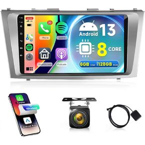 6G+128G 8 Core Android 13 Car Stereo Car Radio for Toyota Camry 2006-2011 Wireless Carplay DSP-36, Rimoody 9'' Touchscreen GPS WiFi Bluetooth FM/RDS Mirror Link 59-UI Themes Backup Camera