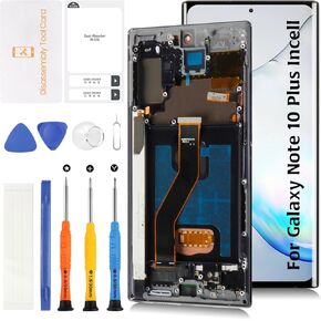 InCell Note 10 Plus Display Screen Replacement for Samsung Galaxy Note 10 Plus with Aura Black Frame N975U N975W N9750 LCD Screen Touch Digitizer Assembly(No Fingerprint Function)