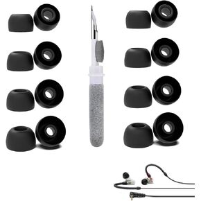 8 Pairs Replacement Ear Tips Compatible with SENNHEISER IE 100 Pro, with 3 in 1 Cleaner Kit, Silicone Ear Tips (XS/S/M/L)